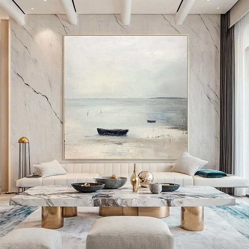 Blue Ocean Handmade Oil Painting on Canvas Large Art Ocean Sea Painting Fish in the Deep Home Decor Painting 3D Modern Wall Art