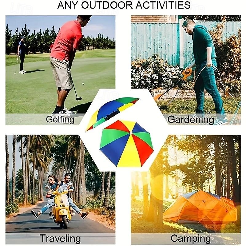 Umbrella Hat,  Fishing Umbrella Hat Folding Adjustable Sun Rain Cap, Waterproof UV Protection Fishing Headwear for Outdoor Party Beach Hiking3