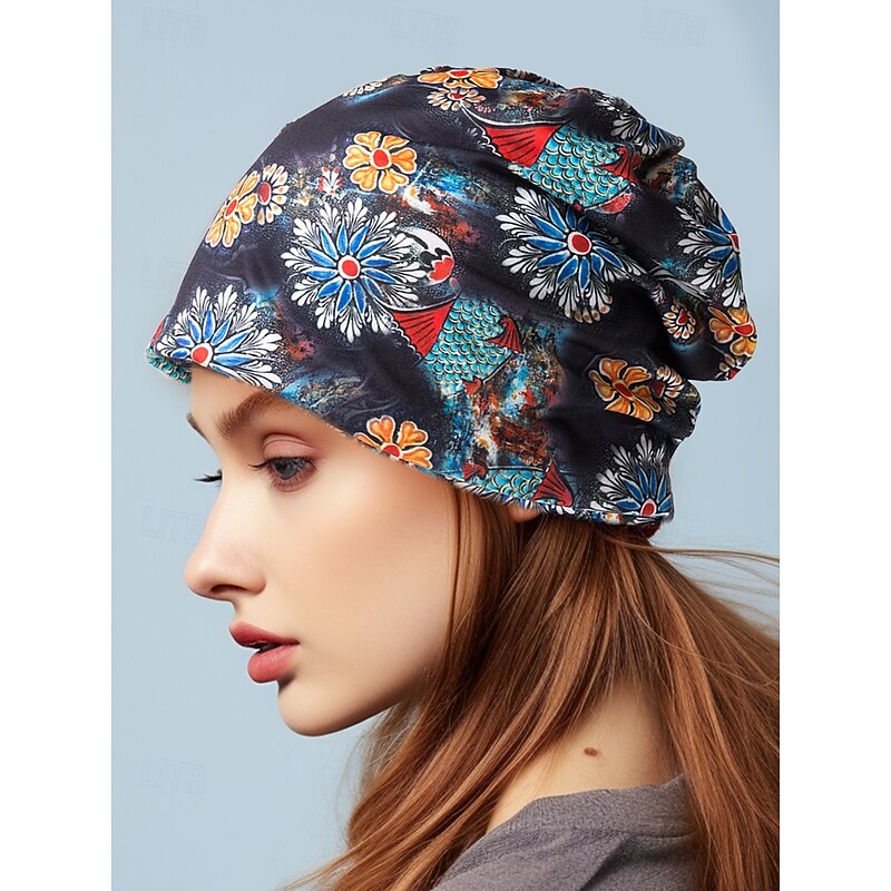 Women's Floral Print Slouchy Beanie Hat – Lightweight, Soft, and Breathable for Casual Wear and Outdoor Activities