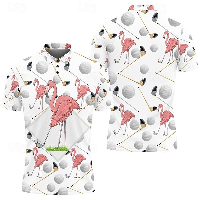 Kentucky Derby Men's Duck Hawaiian Polo Shirts Golf Shirt Short Sleeve Polo Shirts Collared Shirts Casual Beach Wear Vacation Wear Tropical Wear Party Outfits Buttons 3D Print White Blue Dark Gray2