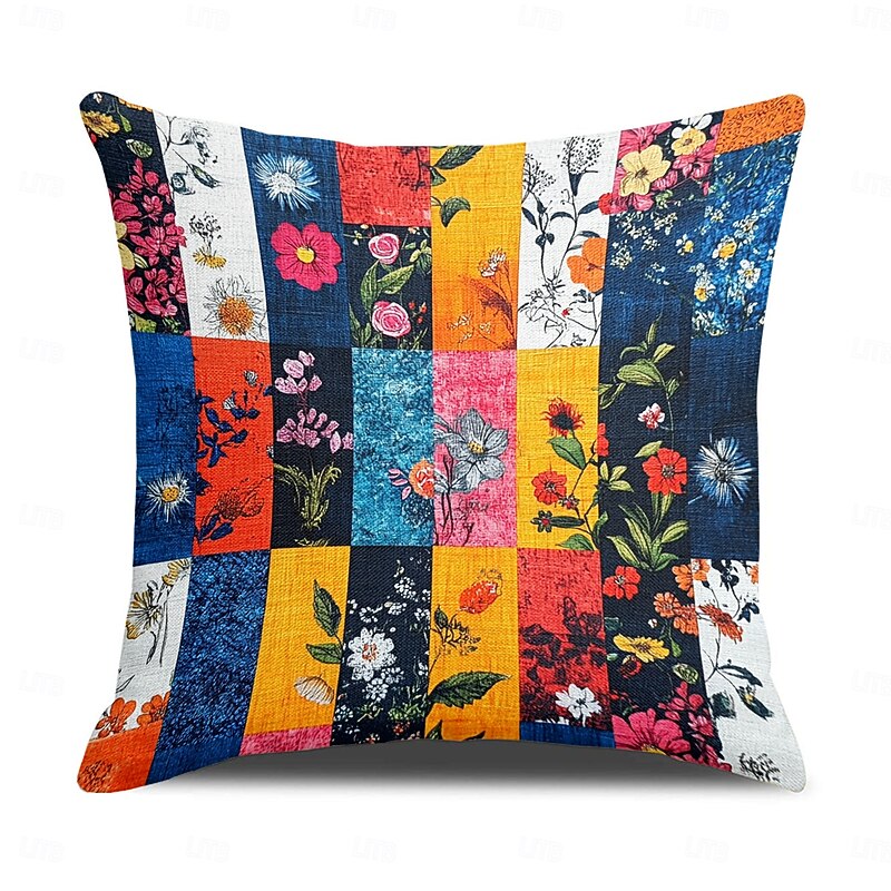 Floral Patch Decorative Toss Pillows Cover 1PC Soft Square Couch Cushion Case Pillowcase for Bedroom Livingroom Sofa Chair4