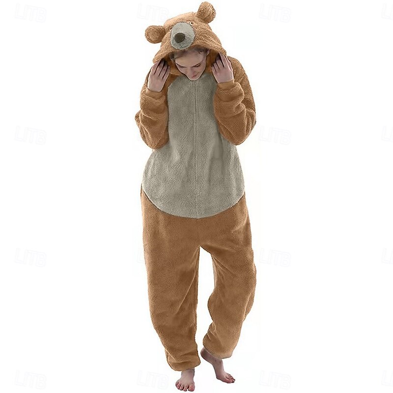 Adults' Animal Group Costume Nightwear Onesie Costume Carnival Costume Bear Onesie Pajamas Kigurumi Pajamas Funny Costume For Men and Women Christmas Carnival Cartoon2