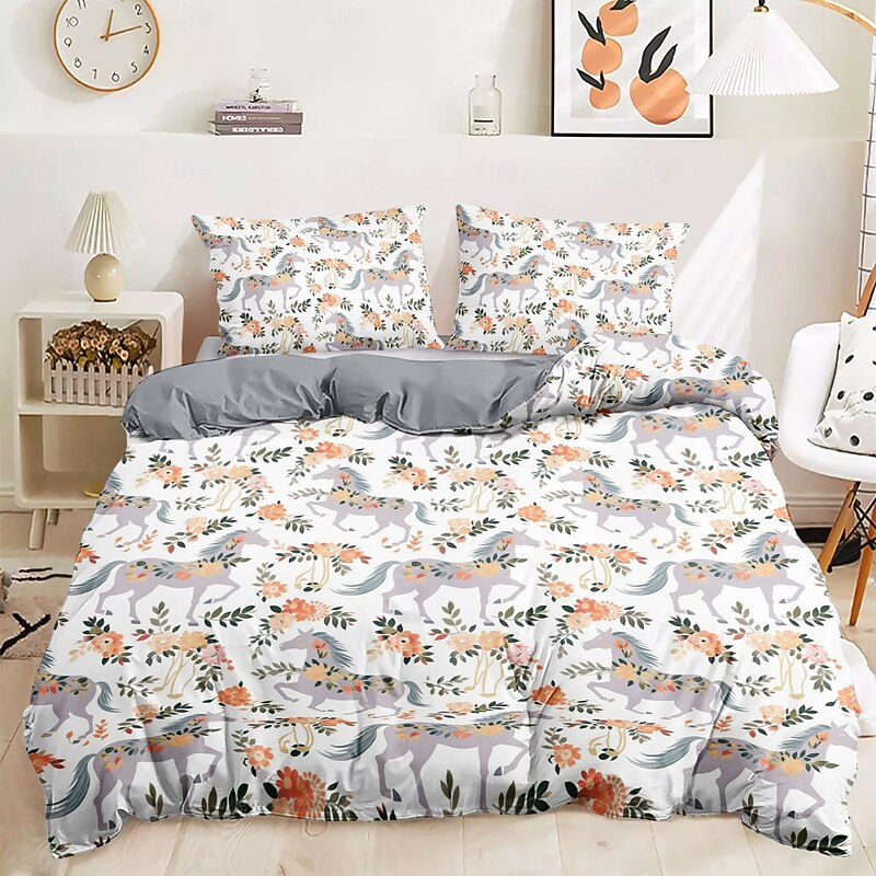 100% Cotton Duvet Cover Set Horse Pattern Comforter Set Soft Luxury Bedding Set Home Decor Dusk Bedding Gift King Queen Full Size2