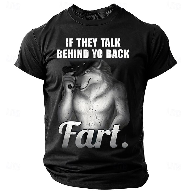 Men's Wolf Funny T Shirt Short Sleeve T shirt 3D Print Crew Neck Shirt Fashion Daily Street Daily Black Blue Green Summer Spring Clothing Apparel S M L XL XXL XXXL