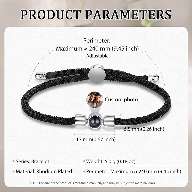 Personalized Photo Bracelets Projection Woven Bracelet Custom Best Gift for Mom - Elegant Design with Projection Stone, Perfect Wedding Gift for Your Loved One2
