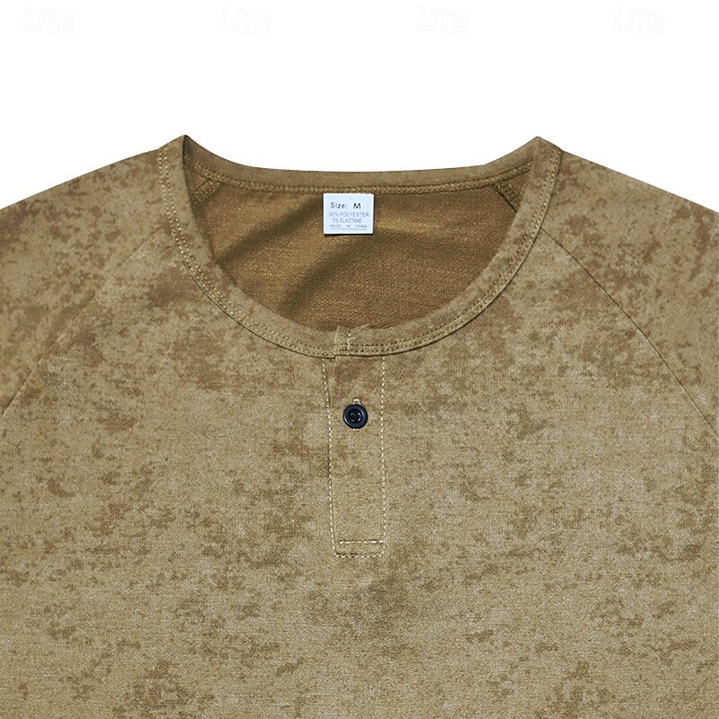 Men's Henley Shirt Tee Short Sleeve Solid Color Plain Distressed Buttons Washed Henley Outdoor Casual Daily Summer Spring &  Fall Black Navy Blue Green Henley T-Shirt4