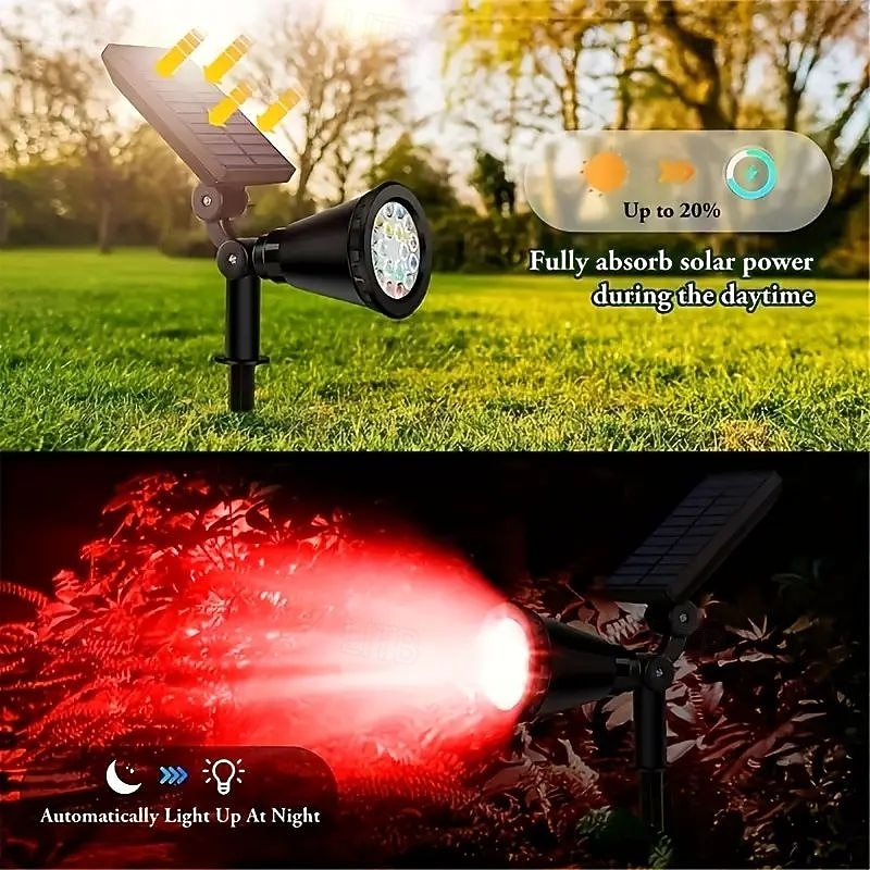 Super Bright LED Solar Outdoor Spotlight Adjustable Switch Waterproof Landscape Lighting 18LED Solar Lawn Light for Garden Tree Pond Swimming Pool and Courtyard Ground Decorative Lighting2