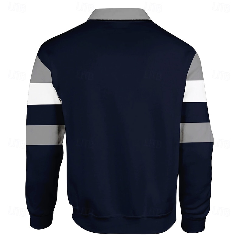 Men's Stripes Rugby Polo Cable Knit Polo Long Sleeve Polo Shirts Collared Shirts Casual Outdoor Athleisure 3D Print Spring Fall Winter Red Blue Brown2