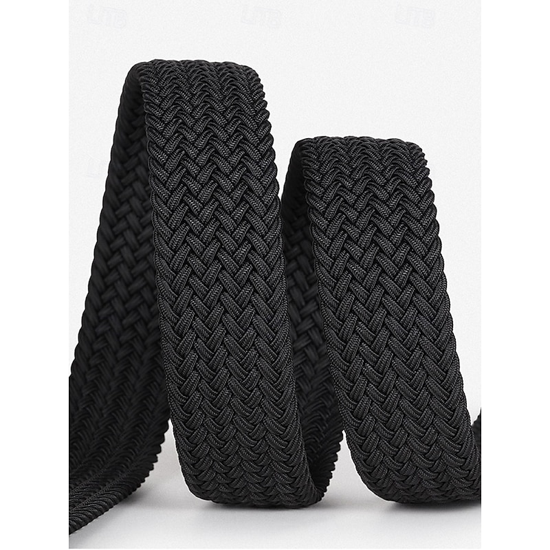 Men's Elastic Woven Braided Belt – Adjustable Stretch Belt with Leather Buckle for Casual, Business and Outdoor Occasions4