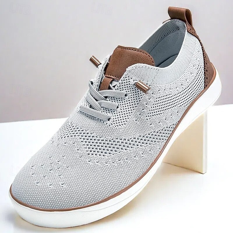 Men's Lightweight Barefoot Shoes Knit Sneakers - Breathable Casual Shoes with Lace-Up Design for Walking, Travel and Daily Wear