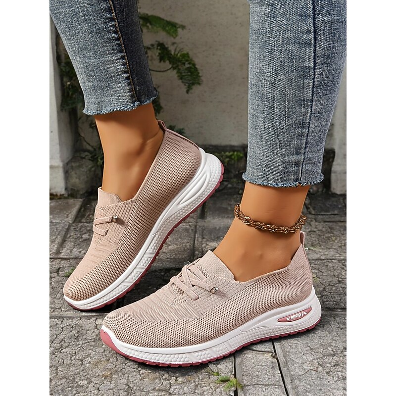 Women's Slip-On Knit Sneakers with Air-Cushioned Sole – Lightweight and Breathable Shoes for Walking, Travel and Casual Wear2