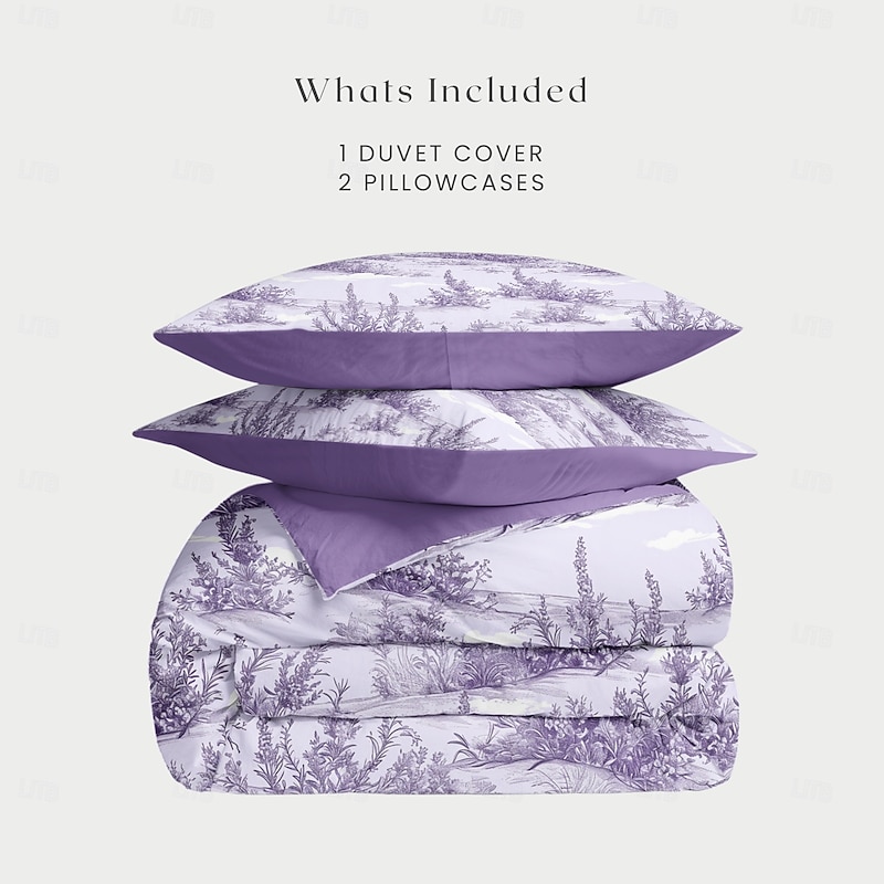 100% Cotton Duvet Cover Set Toile De Jouy Pattern Comforter Set Soft 3-Piece Luxury Bedding Set Home Decor Gift King Queen Full Sizehree Piece Set2