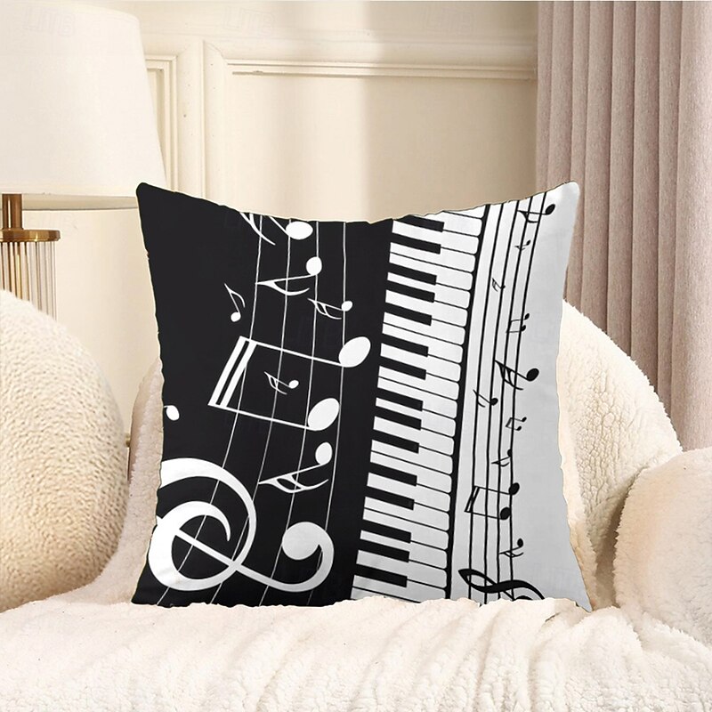 Decorative Toss Pillows Cover 1PC Graphic Music Soft Square Cushion Case Pillowcase for Bedroom Livingroom Sofa Couch Chair Summer Spring
