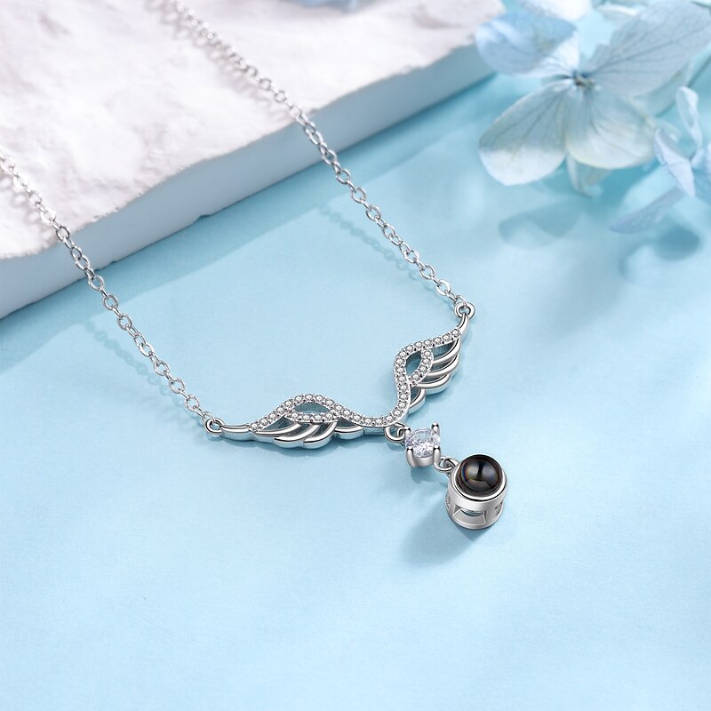 Personalized Photo Projection Pendant Necklace Custom Best Gift for Mom – Wedding Gift for Couples with Birthstone and Projection Stone, Perfect for Special Occasions4