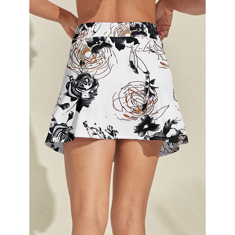 Women's Tennis Skirts Golf Skirts 16inch Pickleball White Sun Protection Tennis Clothing Floral Ladies Golf Attire Clothes Outfits Wear Apparel2
