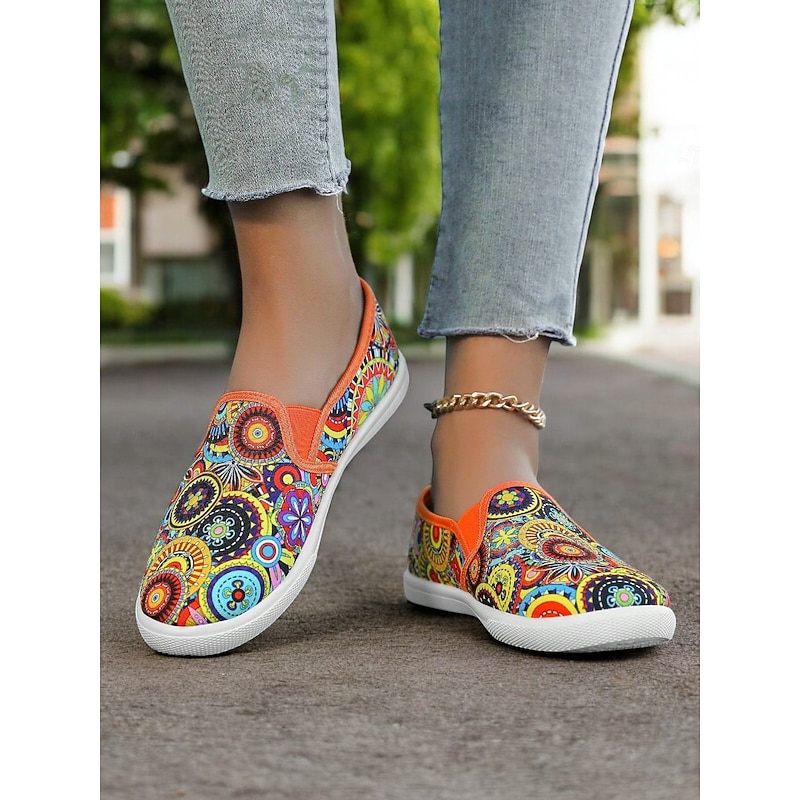 Women's Vibrant Mandala Print Slip-On Canvas Shoes – Casual and Comfortable Flats for Everyday Wear and Travel4