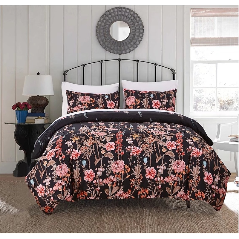 Boho Flower Duvet Cover Full Size Bohemian Lines Bedding Set Aztec Line Bed Sets Geomtric Quilt Cover Soft Lightweight Comforter Cover with 2 Pillowcases for Summer Spring4