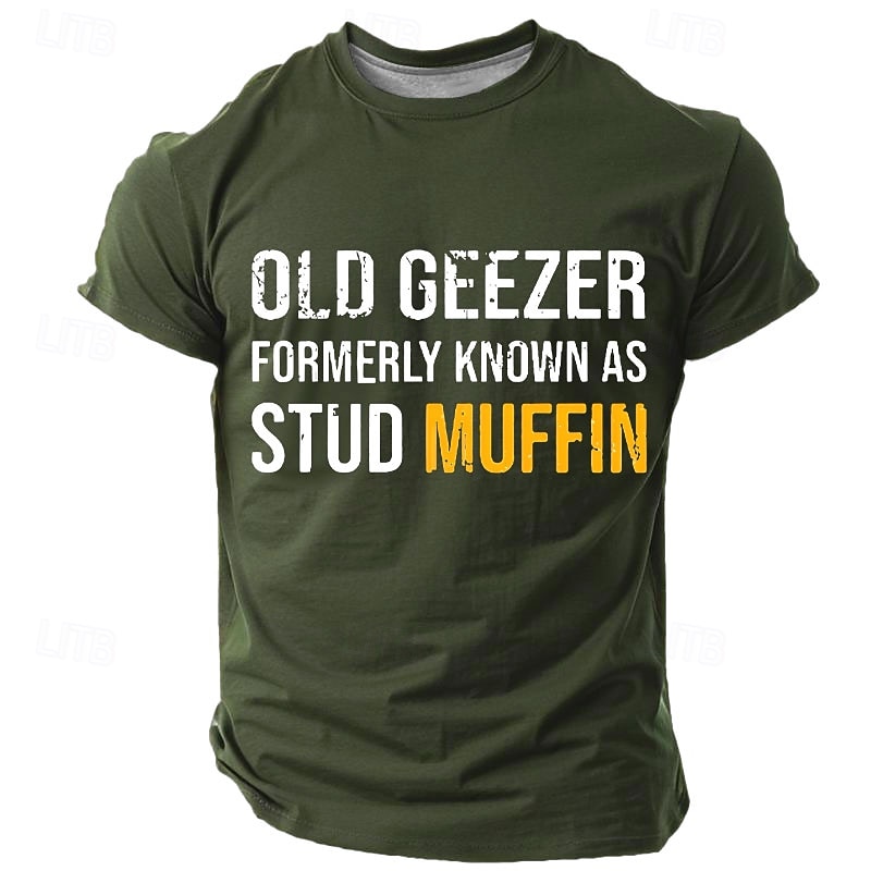 Men's Funny Old Geezer T-Shirt: 'Formerly Known As Stud Muffin' Humorous Graphic Novelty Short Sleeve Gift3