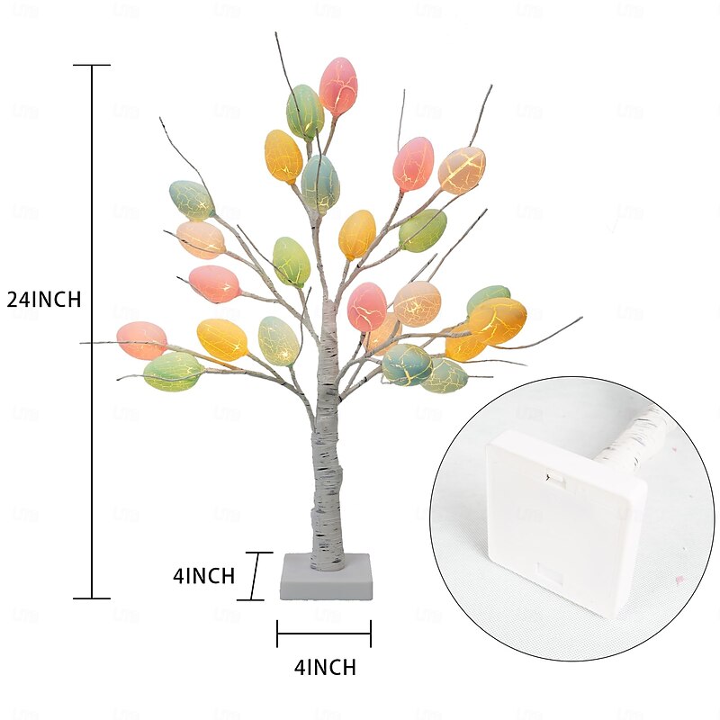 60CM Easter Egg Decorative Desk Lamp - 24 Beads, Dual Powered AAA Battery & USB for Indoor Party & Festive Atmosphere 1pc3