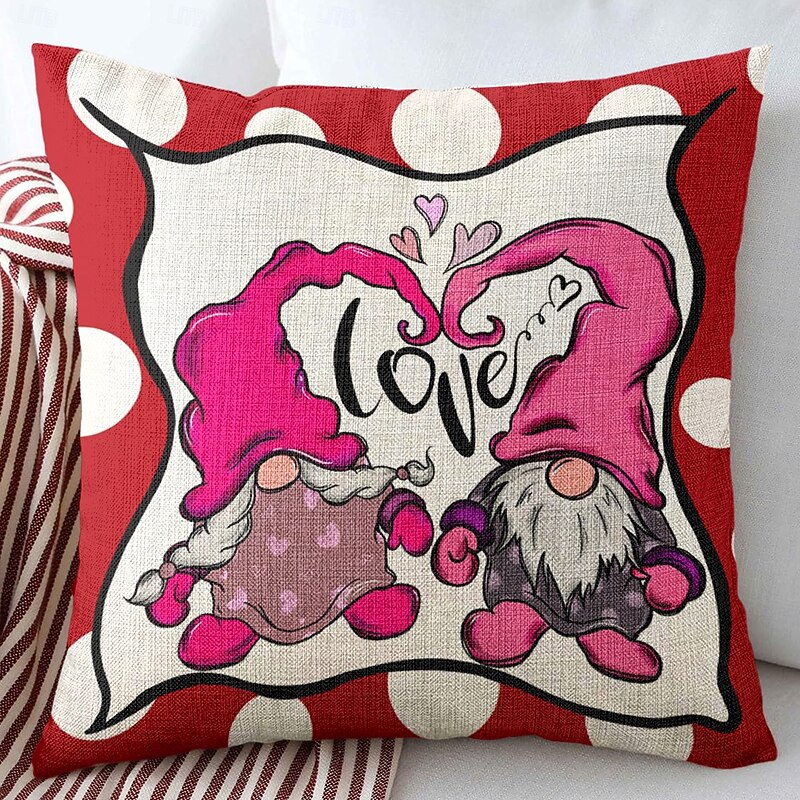 Wedding Heart Gnomes Decorative Toss Pillows Cover 1PC Soft Square Cushion Case Pillowcase for Bedroom Livingroom Sofa Couch Chair 33