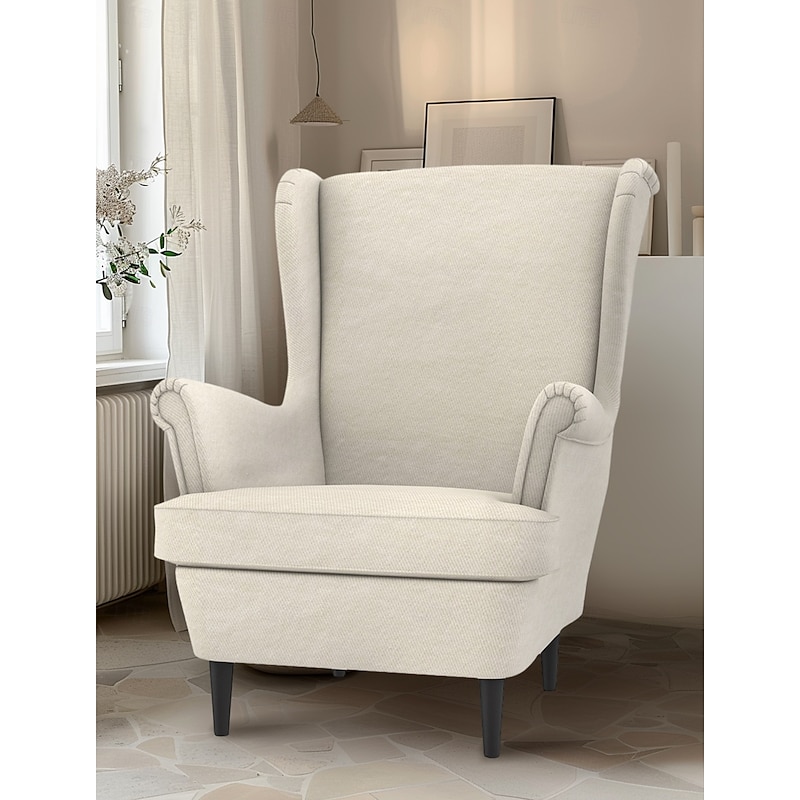 100% Cotton Cover For Wingback Chair Solid Color Quilted Slipcovers STANDcover LITB PRIME cover3