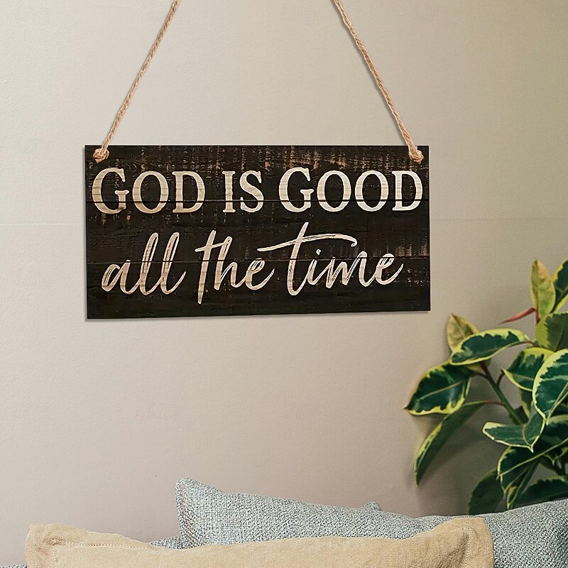 Wooden "God is Good" Sign, Lightweight Hanging Plaque, Rustic Wall Decor, Inspirational Quote Sign for Home, Shop, Gathering, Religious Wall Art, Christian Decor for Living Room and Entryway4