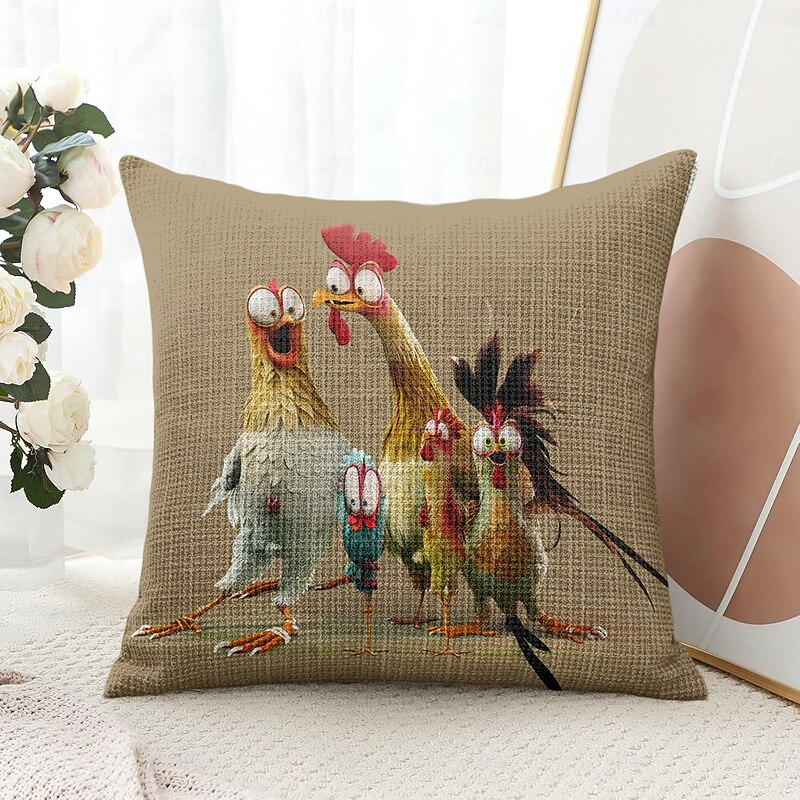 Funny Animal Decorative Toss Pillows Cover 1PC Soft Square Couch Cushion Case Pillowcase for Bedroom Livingroom Sofa Chair Roaster4
