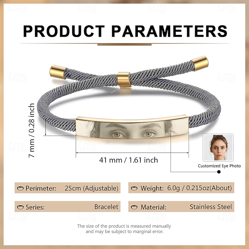 Personalized Eyes Photo Bracelet Custom Best Gift for Mom Wedding Gift with Customizable Eye Photo for Wife or Girlfriend2