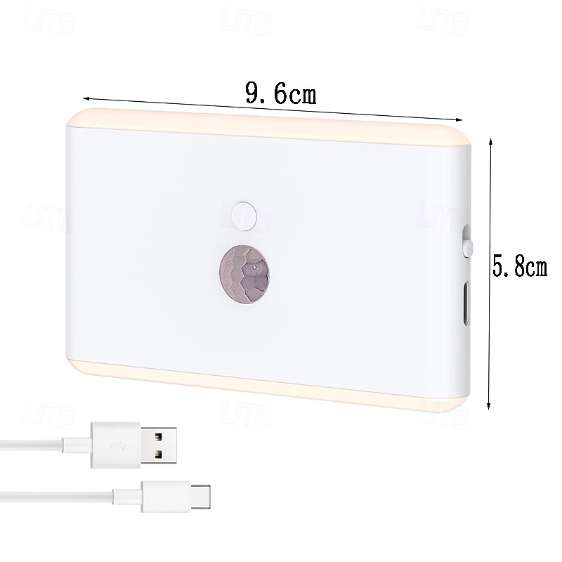 1PC PIR Motion Sensor Night Light - RGB Color Changing Cabinet Light, USB Charging Body Sensing Night Lamp for Stairs, Bedroom and Hallway