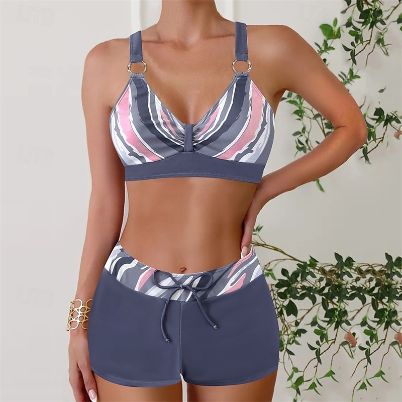 Women's Tankini Two Piece Swimsuit V Neck Open Back Swimwear Swimwear Black Pink Breathable Quick Dry Lightweight Sleeveless - Swimming Surfing Beach Summer Spring3