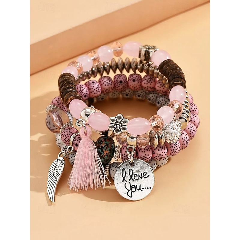 Women's Bohemian Multilayer Beaded Bracelet Set – Colorful Charm Bracelets with Tassel and Wing Pendant for Casual and Beach Wear2