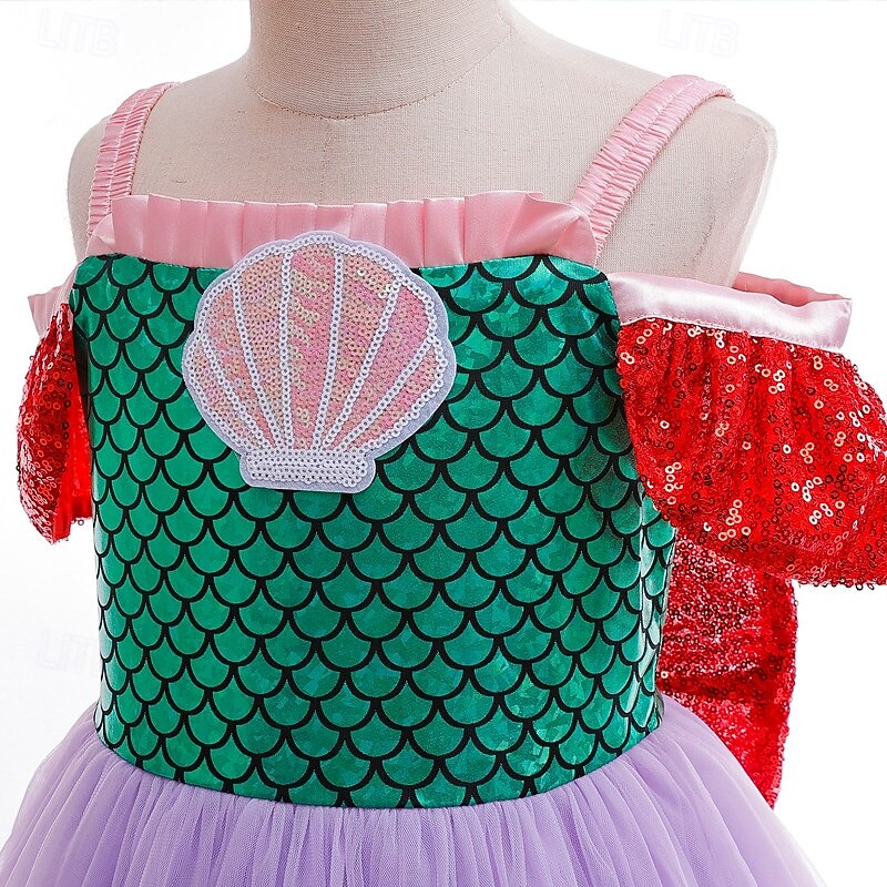 Little Mermaid Princess Ariel Aqua Princess Dress Costume Flower Girl Dress Movie TV Theme Costumes Movie Cosplay for Girls' Kid's Carnival World Book Day Performance Event / Party4