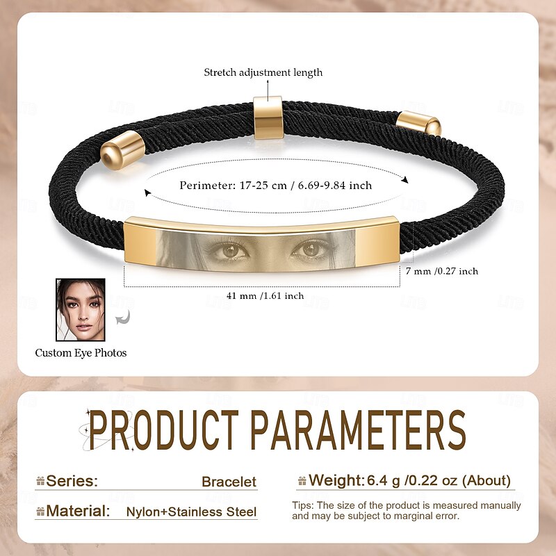 Personalized Eye Photo Bracelet Custom Best Gift for Mom – Customizable with Eye Picture, Perfect Memorial Gift for Wife or Girlfriend2