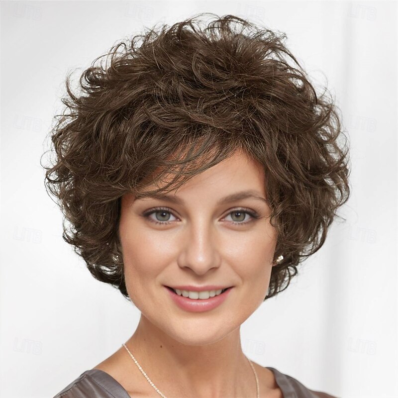 WhisperLite Wig Short Volume-Rich Layers Of Soft Feathery Waves/Multi-tonal Shades of Blonde Silver Brown and Red2