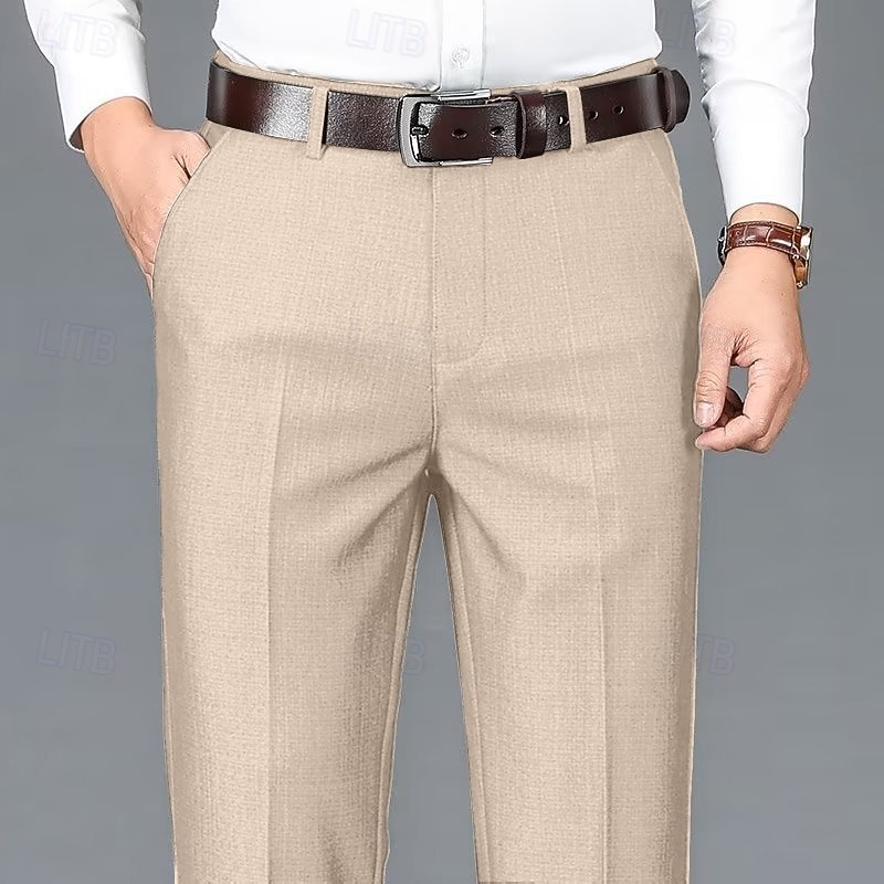 Men's Dress Pants Trousers Slacks Suit Pants Pocket Plain Comfort Breathable Wedding Outdoor Daily Fashion Casual Black Khaki