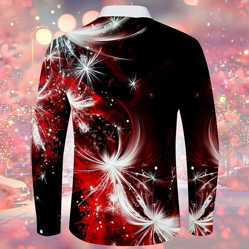 Valentine's Day Men's Floral Print Costume Rose Shirt Button Up Shirt Long Sleeve Fashion Casual Gift Holiday Festival Summer Fall Turndown 3D Print Collared Shirts Red2