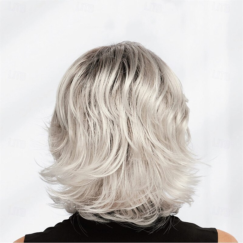 Modern Shag Wig with Eyelash Bang and Textured Layers / Multi-Tonal Shades of Blonde Silver Brown and Red4