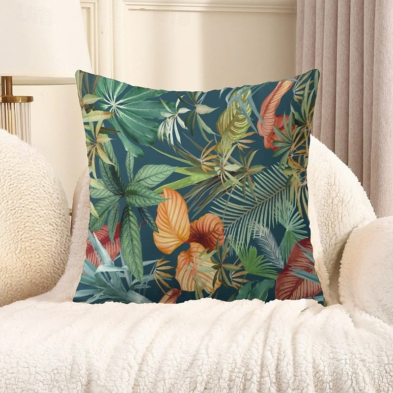 Tropical Leaves Decorative Toss Pillows Cover 1PC Soft Square Couch Cushion Case Pillowcase for Bedroom Livingroom Sofa Chair