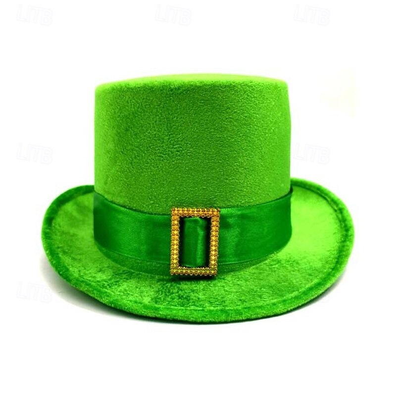 Men's Kentucky Derby Hat Sun Hat Party Hat Black Green Green Polyester Buckle Fashion Casual Daily Saint Patrick Day Solid Color Sunscreen Breathable2