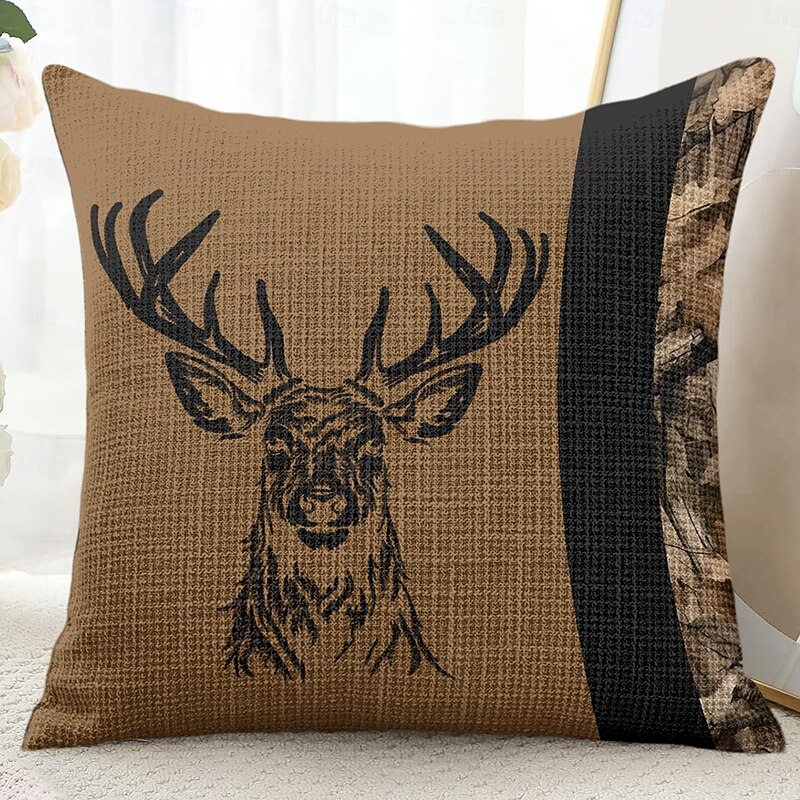 Vintage Tribal Reindeer Decorative Toss Pillows Cover 1PC Soft Square Couch Cushion Case Pillowcase for Bedroom Livingroom Sofa Chair2