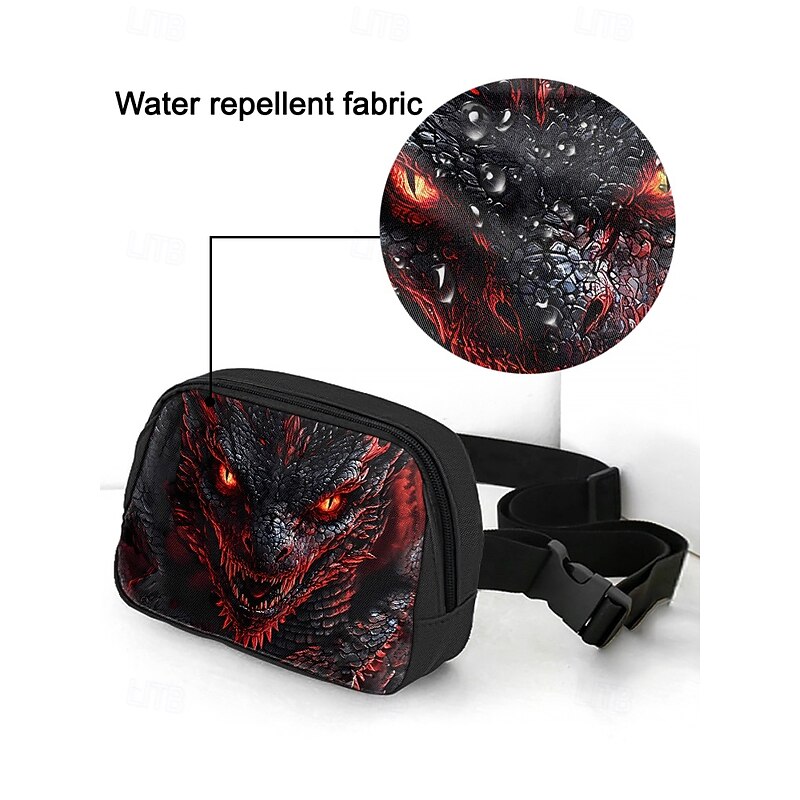 Men's Dragon Graphic Waist Bag and Chest Bag – Durable and Stylish Belt Bag with Adjustable Strap, Ideal for Outdoor Activities, Festivals and Everyday Use4