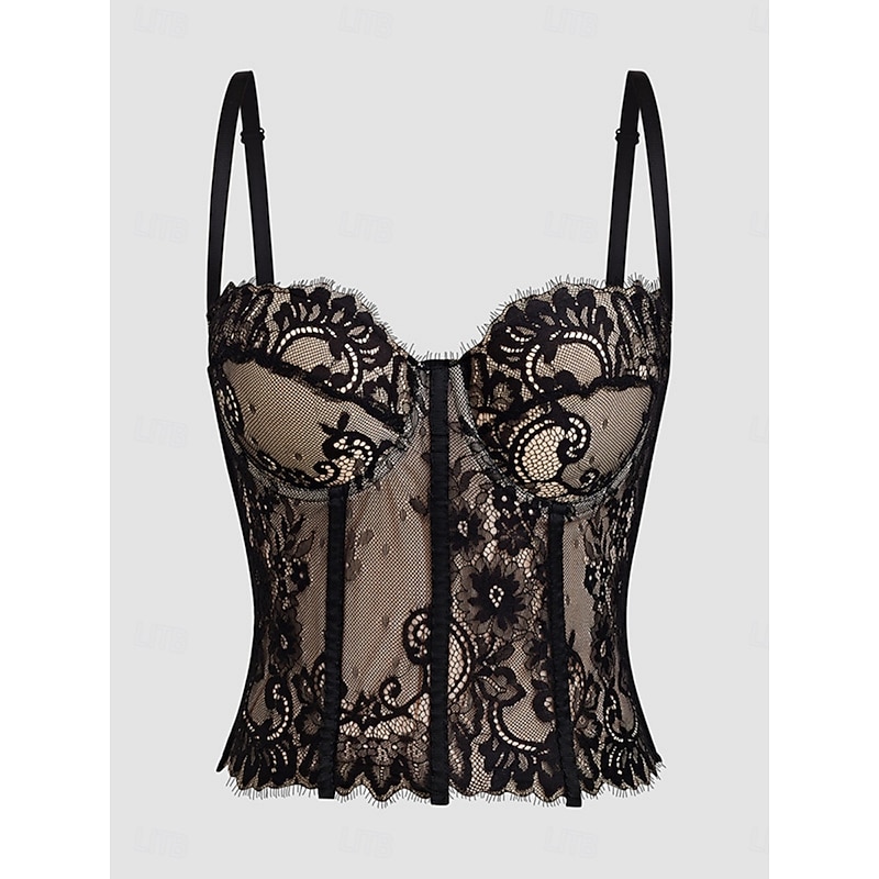 Women's Corset Shapewear Waist Cincher Waist Cincher Shapewear Lace BacklessNightwearPOLY Date Club Festival Solid Colored Sexy Corset Sexy Black Beige Summer2