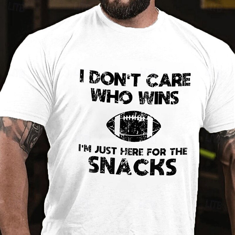 Men's Funny T-Shirt 'I'm Just Here For The Snacks' Football Graphic Short Sleeve Casual Lifestyle Tee2