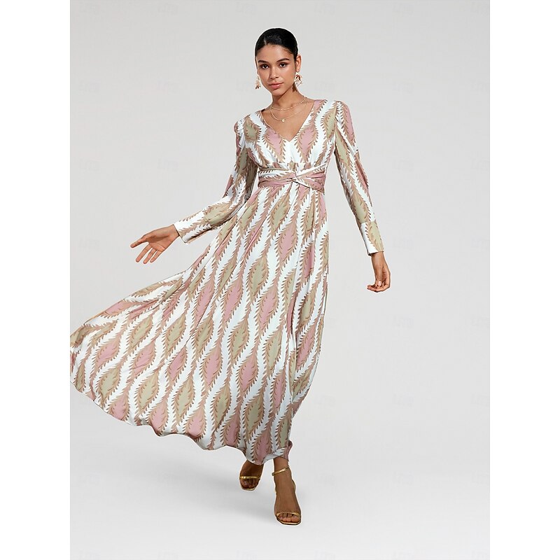 Satin Floral V Neck Maxi Dress White Long Sleeve Wedding Guest Dress Ascot Dress