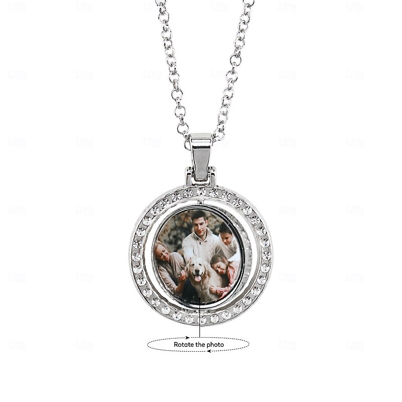 Personalized Wedding Gift Custom Best Gift for Mom – Custom Photo Rotating Necklace, Double-Sided Silver Pendant, Perfect Wedding Gift for Lovers, Enhance Relationships, Ideal Timing4
