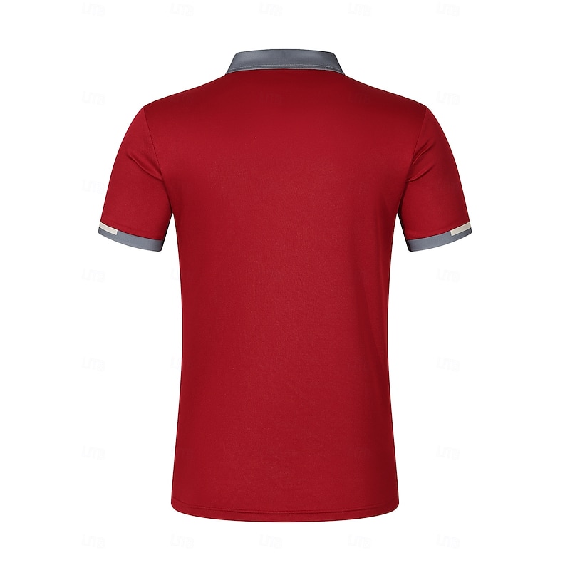 Men's Polo Business Polo Business Casual Lapel Classic Short Sleeve Color Block Stripes Buttons Summer Spring &  Fall Black Red Khaki Gray Polo3
