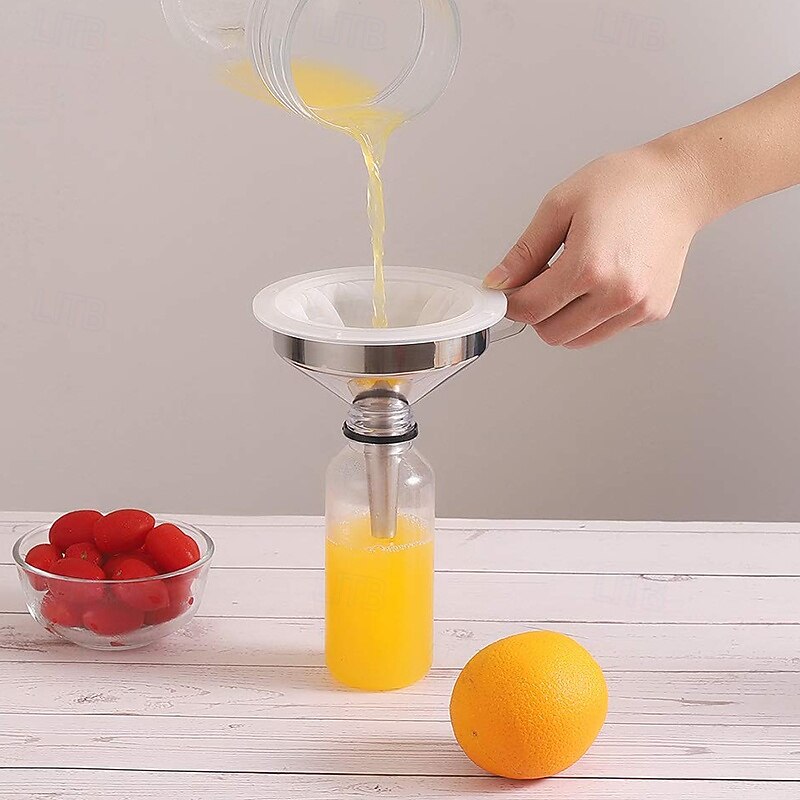 13-cm/5-inch Food Grade Stainless Steel Kitchen Funnel with 400 Mesh Food Filter Strainer for Transferring of Liquid Dry Ingredients and Metal Cooking Funnel3