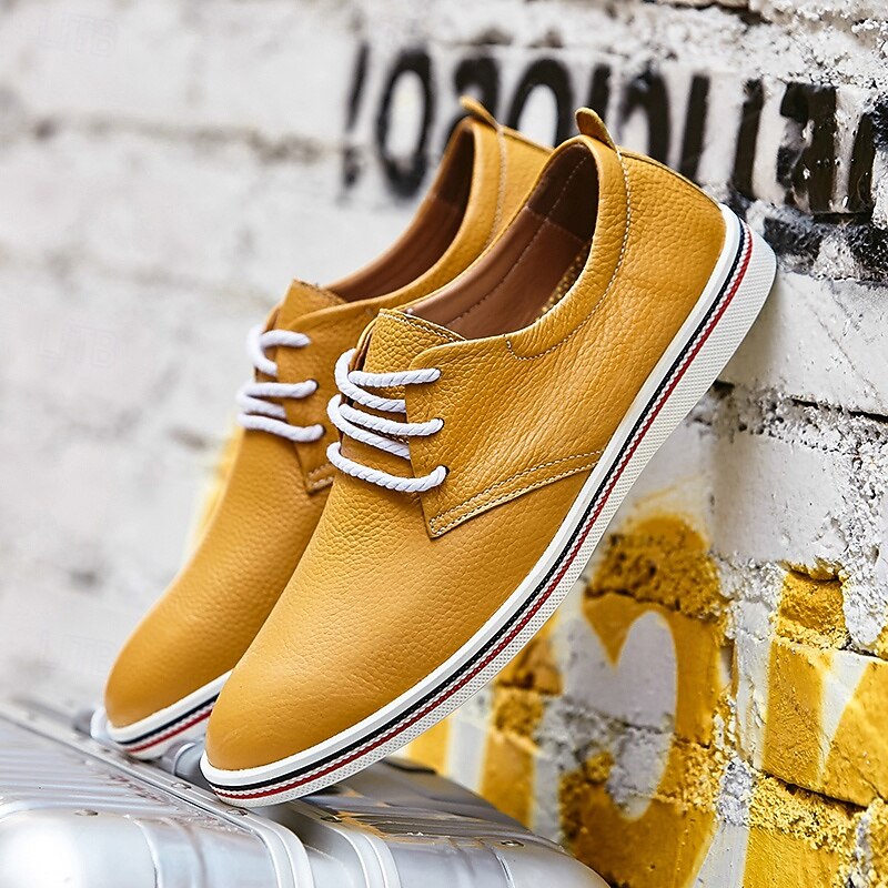 Men's Casual Lace-Up Shoes – Vibrant Faux Leather Upper, Lightweight Design, Non-Slip Sole, Perfect for Everyday Wear and Summer Outings4