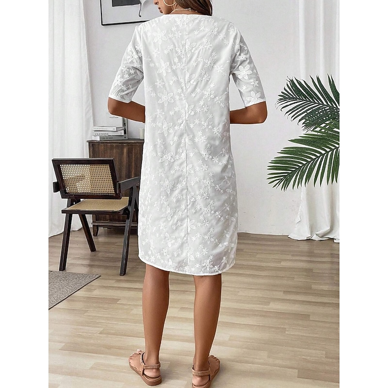 Women's Long Dress Maxi Dress White Dress Stylish Casual Vacation Party Daily Regular Fit Plain Half Sleeve V Neck White Spring Fall3