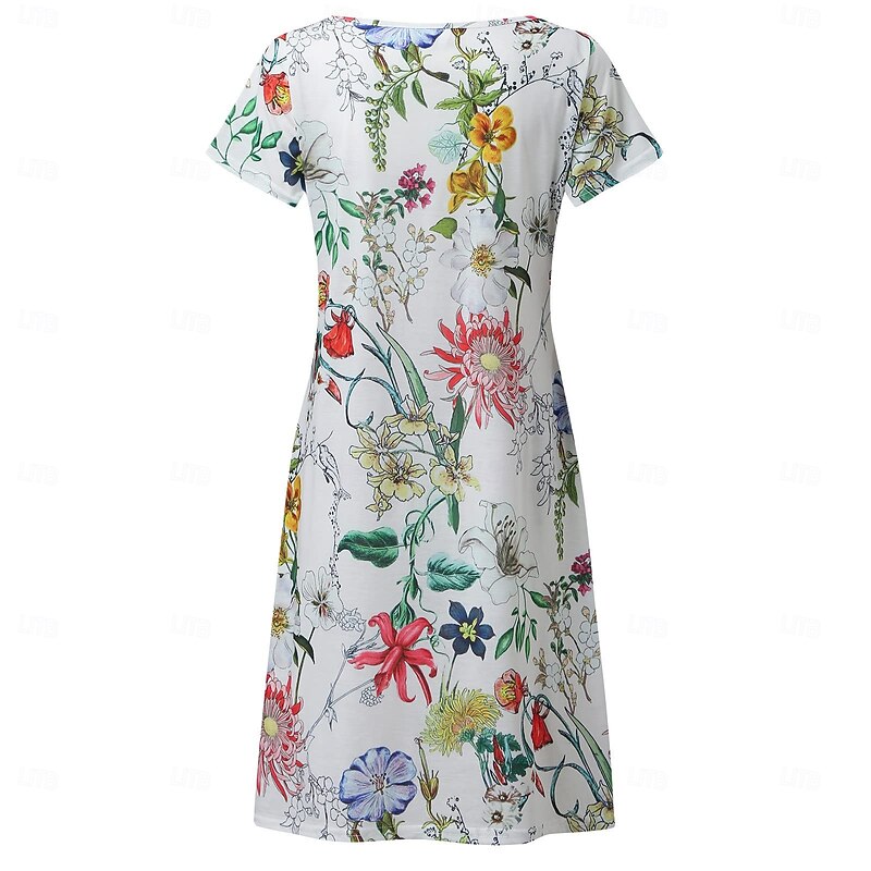 Women's Normal EU / US Size Midi Dress Long Sleeve Boho Dress Sundress Elegant Dress Elegant Bohemia Tropical Butterfly Sleeve Vacation Home Work Loose Fit Floral Geometric Short Sleeve V Neck Black3